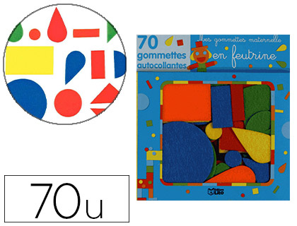 GOMMETTE DITIONS LITO AUTOCOLLANTE FEUTRINE FORME GOMTRIQUE SACHET 70 UNITS