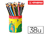 CRAYON COULEUR STABILO TRIO LONG BOIS TRIANGULAIRE 175MM MINE LARGE SOUPLE 4MM POT MTAL 38U