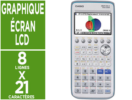 LA PAPETERIE DE JEANNE  CALCULATRICE CASIO GRAPHIQUE GRAPH 90+E ÉCRAN LCD  COULEUR 8 LIGNES TABLEUR STATISTIQUE VECTEUR MODE EXAMEN 17X185X87MM