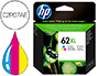 CARTOUCHE HP 62XL JET D'ENCRE C2P07AE 3 COULEURS CYAN/MAGENTA/JAUNE HAUTE CAPACIT 415P