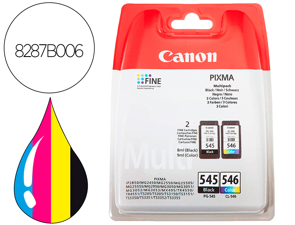 Prink Strasbourg  CARTOUCHE CANON JET D'ENCRE PACK PG-545 + CL-546 NOIR ET  COULEURS 180P