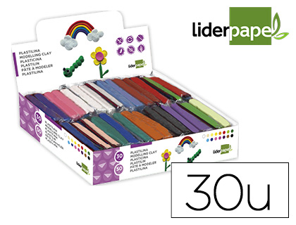 PTE  MODELER LIDERPAPEL VGTALE 15 COLORIS ASSORTIS ASSORTIMENT 30 PAINS DE 50G