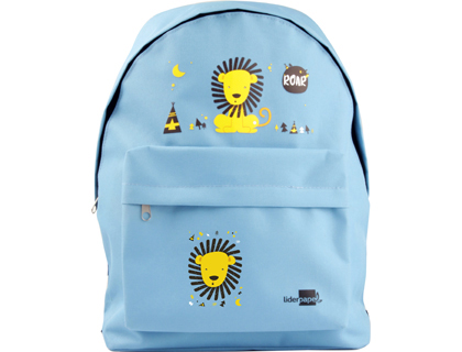 CARTABLE SCOLAIRE LIDERPAPEL SAC  DOS 38X28X12CM MODLE LION COLORIS BLEU CIEL