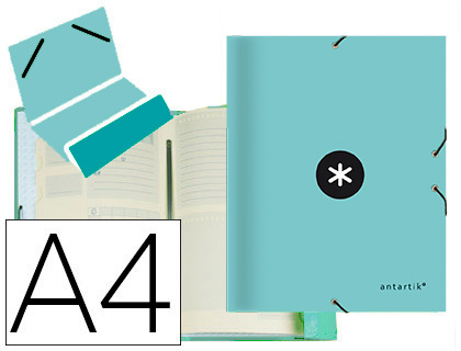 TRIEUR LIDERPAPEL ANTARTIK CARTON REMBORD A4+ 12 COMPARTIMENTS LASTIQUES COLORIS MENTHE