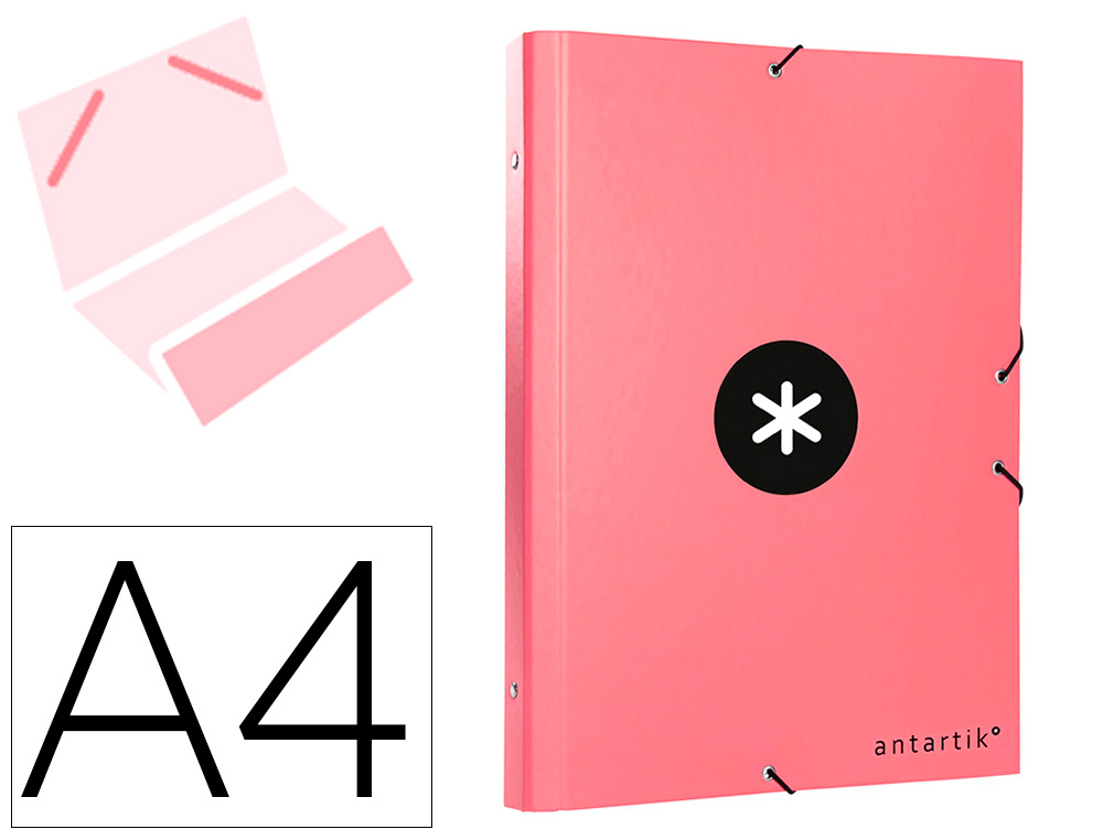 TRIEUR LIDERPAPEL ANTARTIK CARTON REMBORD A4+12 COMPARTIMENTS LASTIQUES COLORIS CORAIL