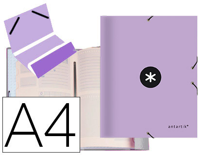 TRIEUR LIDERPAPEL ANTARTIK CARTON REMBORD A4+ 12 COMPARTIMENTS LASTIQUES COLORIS LAVANDE