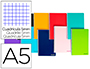 CAHIER SPIRALE LIDERPAPEL SMART COUVERTURE CARTONNEE A5 80F 60G/M2 5X5MM 6 TROUS      COIL-LOCK COLORIS ASSORTIS
