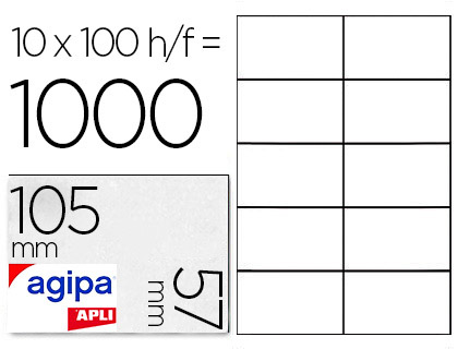 TIQUETTE ADHSIVE APLI AGIPA MULTI-USAGE 105X57MM TOUTE IMPRIMANTE BOTE 1000 UNITS