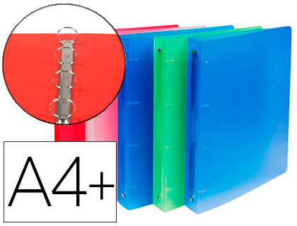 CLASSEUR EXACOMPTA CHROMALINE 4 ANNEAUX 30MM A4 POLYPROPYLNE DOS 40MM 5 COLORIS ASSORTIS 10 UNITS