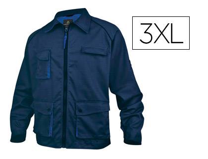 VESTE TRAVAIL DELTAPLUS MACH2 POLYESTER COTON 245G/M2 FERMETURE ZIP 4 POCHES COLORIS BLEU MARINE/BLEU ROI TAILLE 3XL