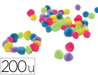 POMPON  ENFILER CULTURE CLUB DIAMTRE 20/35MM TAILLES COLORIS ASSORTIS LOT 200 UNITS