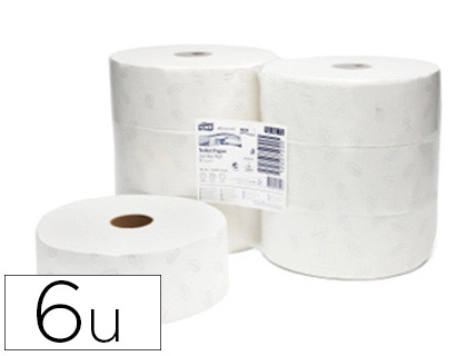 PAPIER TOILETTE TORK JUMBO T1 ROULEAU MAXI 360M 9,4CMLARGE MANDRIN 6CM  DOUBLE ÉPAISSEUR FEUILLE LAURIER ECOLABEL PACK 6U