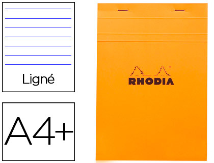 Bloc-notes Rhodia A4 80 feuilles 80g ligné jaune