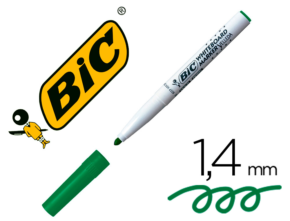 MARQUEUR BIC VELLEDA 1741 EFFAABLE POINTE OGIVE TRAC 2MM ENCRE CTONE FORMAT STYLO GRANDE LONGVIT VERT