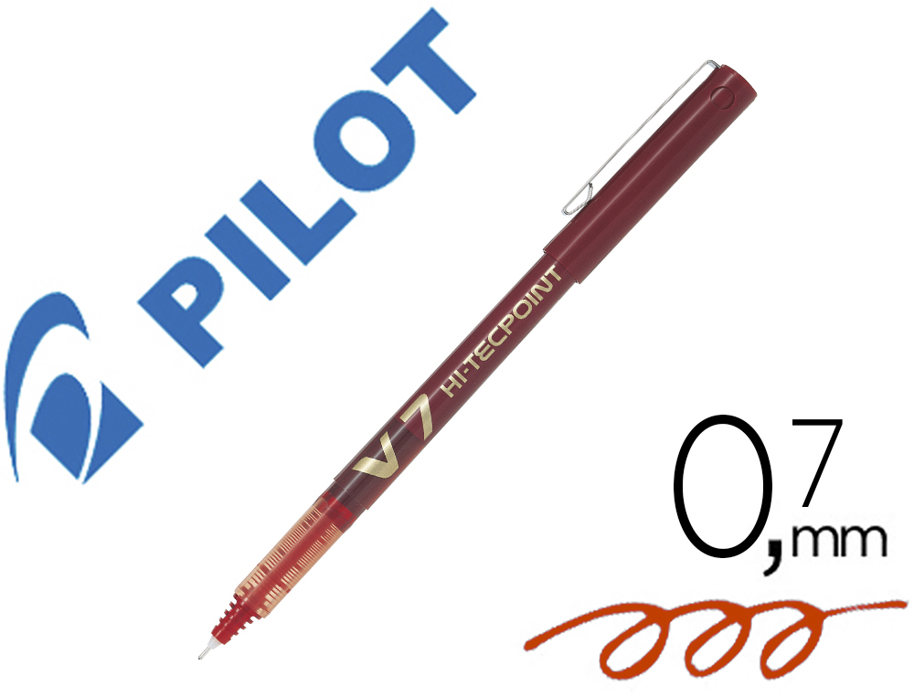 STYLO PILOT V7 CRITURE MOYENNE 0.5MM CLIP MTAL ENCRE LIQUIDE NIVEAU VISIBLE POINTE INDFORMABLE COLORIS ROUGE
