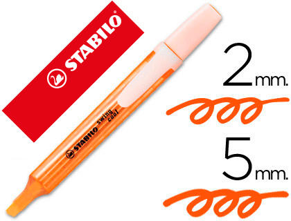 SURLIGNEUR STABILO SWING COOL MODLE DE POCHE AVEC AGRAFE TRAC 1/3MM ENCRE LIQUIDE PIGMENTE VISIBLE COLORIS ORANGE