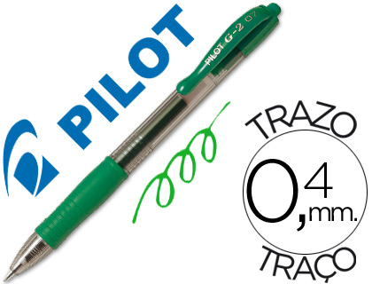 ROLLER PILOT G2 7 ECRITURE MOYENNE 0.4MM ENCRE GEL RETRACTABLE RECHARGEABLE CORPS TRANSLUCIDE GRIP CAOUTCHOUC VERT
