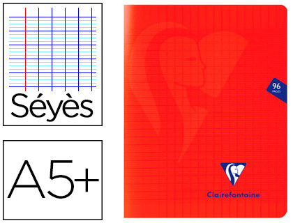 CAHIER PIQU CLAIREFONTAINE MIMESYS COUVERTURE POLYPROPYLNE A5+ 17X22CM 96 PAGES 90G RGLURE SYS COLORIS ROUGE