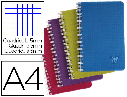 Cahier spirales Clairefontaine Linicolor - A4 21 x 29,7 cm