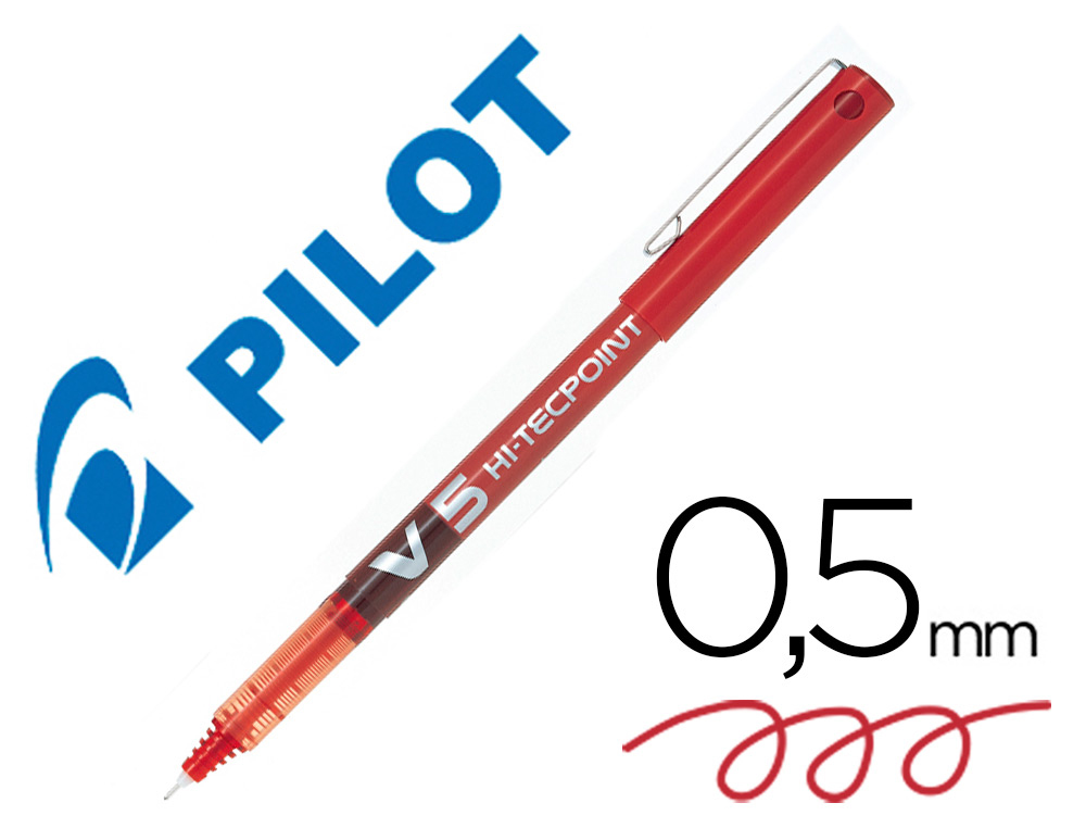 STYLO PILOT V5 CRITURE FINE 0.3MM CLIP MTAL ENCRE LIQUIDE NIVEAU VISIBLE POINTE INDFORMABLE COLORIS ROUGE