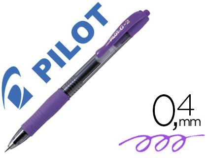 ROLLER PILOT G2 7 FUN ECRITURE MOYENNE 0.4MM ENCRE GEL RETRACTABLE CORPS TRANSLUCIDE GRIP CAOUTCHOUC COULEUR VIOLET