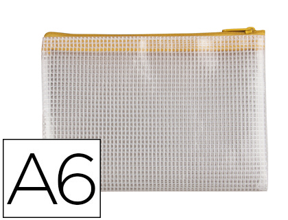 POCHETTE Q-CONNECT PORTE-DOCUMENTS PVC A6 OUVERTURE SUPRIEURE AVEC FERMETURE CLAIR COLORIS JAUNE