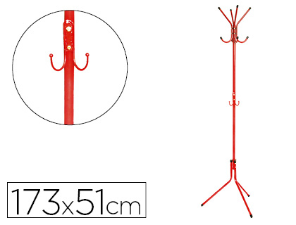 PORTE-MANTEAUX Q-CONNECT MTALLIQUE 8 PATRES HAUTEUR 173CM COLORIS ROUGE