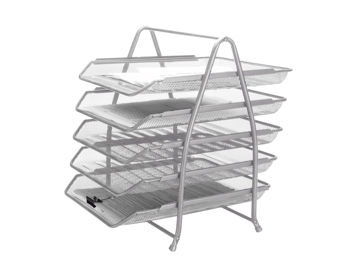 CORBEILLES COURRIER Q-CONNECT MAILLE METALLIQUE DOCUMENTS   A4 350X275X375 MM COLORIS     GRIS - SET 5 UN