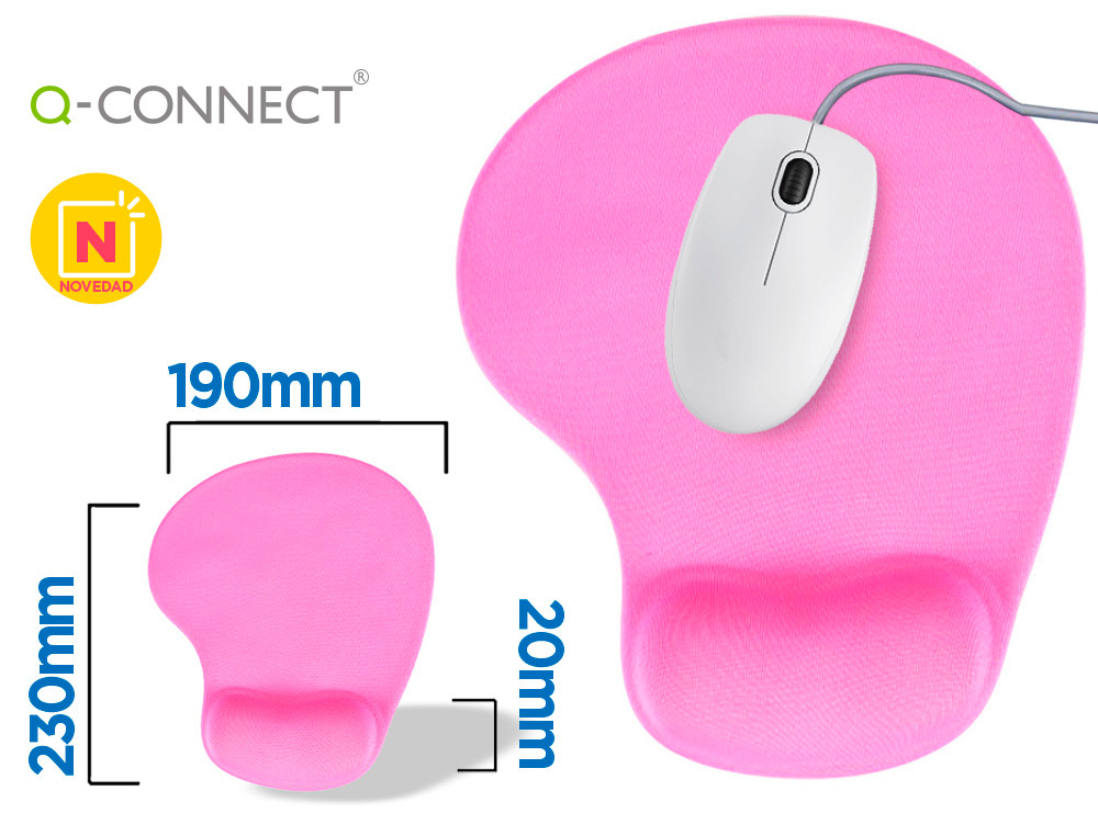 Isère Bureau Bourgoin Jallieu  TAPIS SOURIS Q-CONNECT REPOSE-POIGNET  MOUSSE AUGMENTE CONFORT FACILEMENT NETTOYABLE COLORIS ROSE