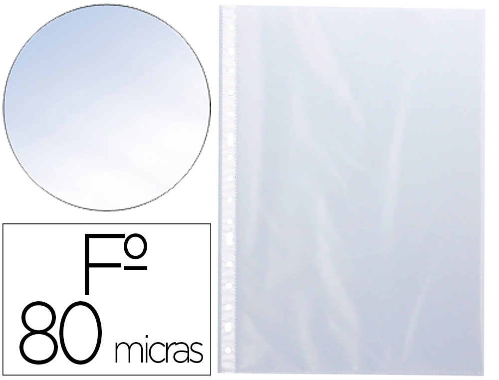 POCHETTE Q-CONNECT POLYPROPYLENE GRAINE PERFOREE FOLIO 80 MC BOITE 1400 UNITES