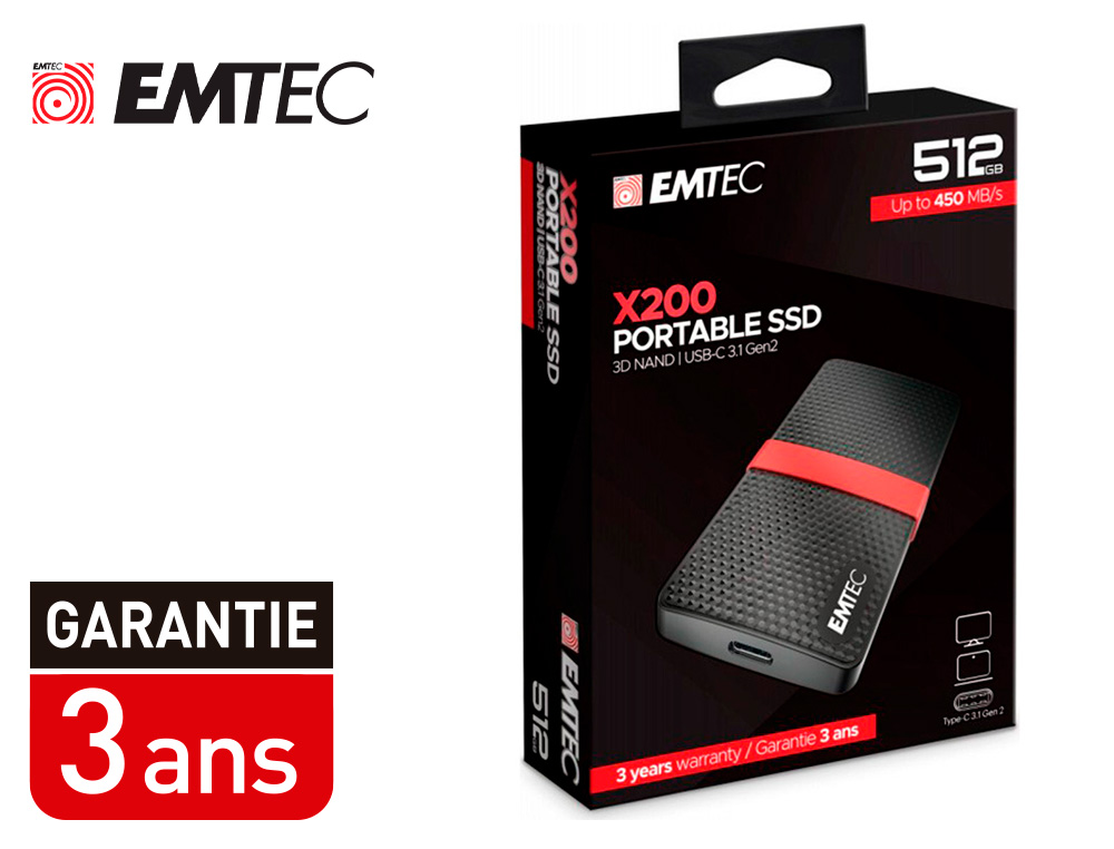 HDEE EMTEC SSD Externe Elite X210 2To 1100Mo/s USB-C 3.2 (dont Taxes 6.00€