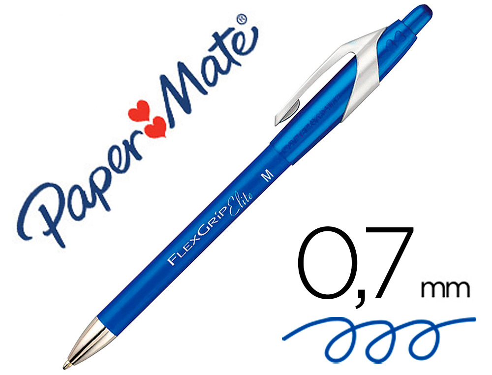 STYLO-BILLE PAPER MATE FLEXGRIP RETRACTABLE ENCRE GEL POINTE 0.7MM COULEUR  BLEU