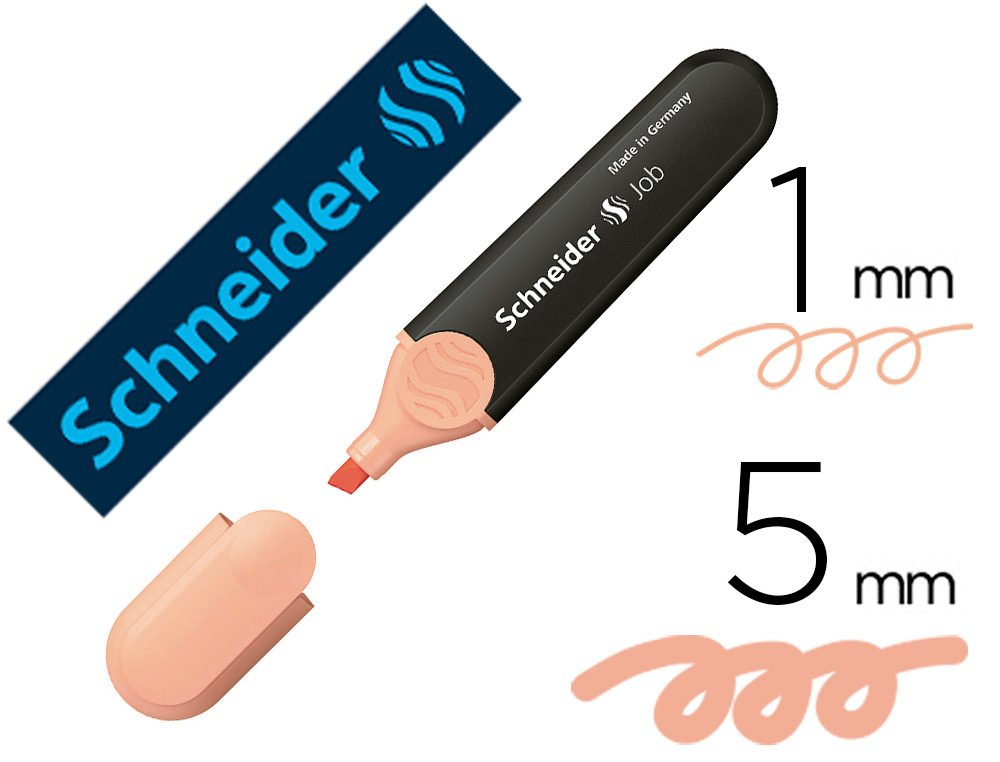 SURLIGNEUR SCHNEIDER JOB PASTEL POINTE BISEAUTEE       ECRITURE 1/5MM COLORIS PECHE