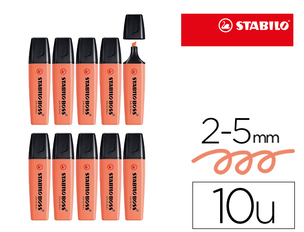 SURLIGNEUR STABILO BOSS ORIGINAL PASTEL ENCRE BASE    EAU POINTE BISEAUTEE LARGEUR  TRACE 2/5MM COLORIS DOUCEUR