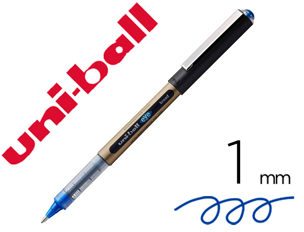 ROLLER UNIBALL EYE POINTE METAL 1MM ENCRE LIQUIDE SUPER INK ECRITURE LARGE FLUIDE     BLEU