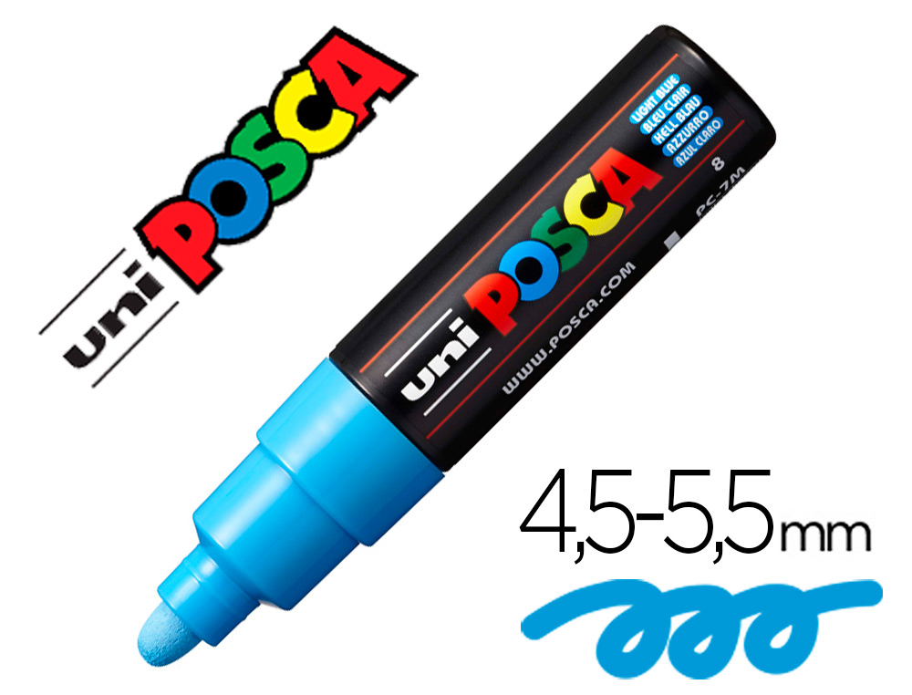 MARQUEUR PEINTURE POSCA PC7M POINTE LARGE CONIQUE ENCRE    INODORE COUVRANTE MISCIBLE    TOUS SUPPORTS COLORIS BLEU