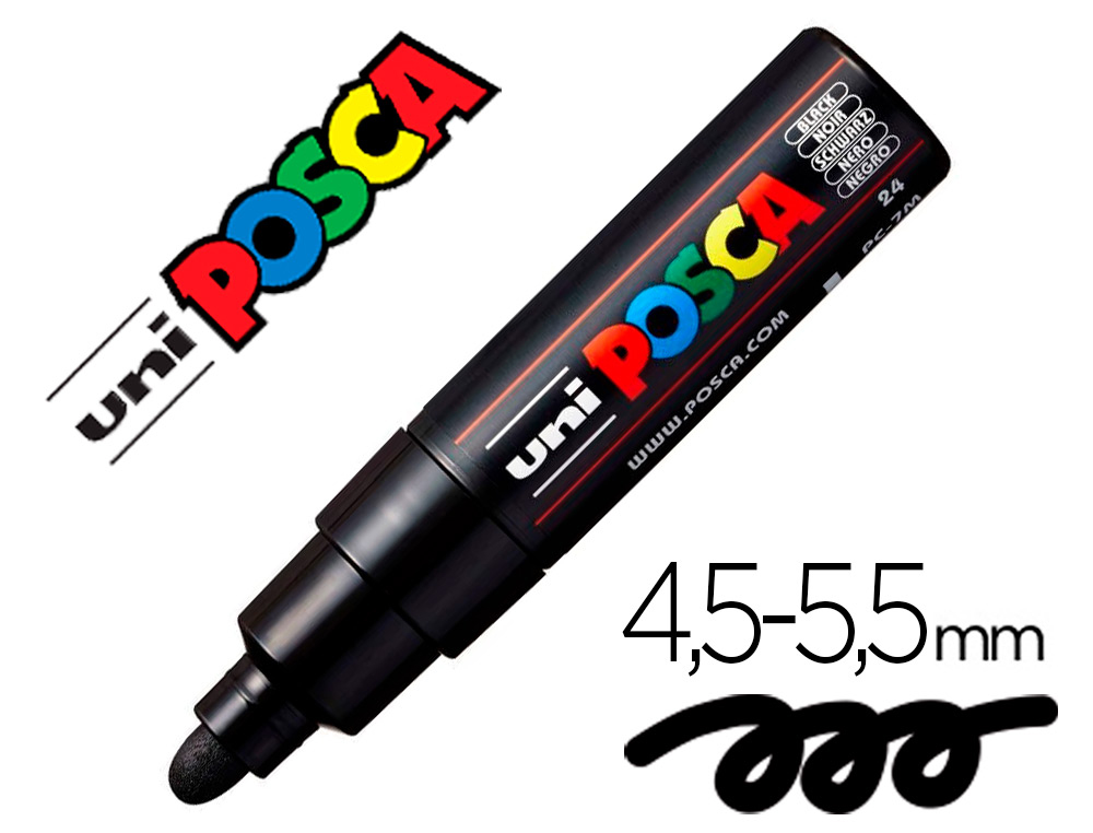 MARQUEUR PEINTURE POSCA PC7M POINTE LARGE CONIQUE ENCRE    INODORE COUVRANTE MISCIBLE    TOUS SUPPORTS COLORIS NOIR