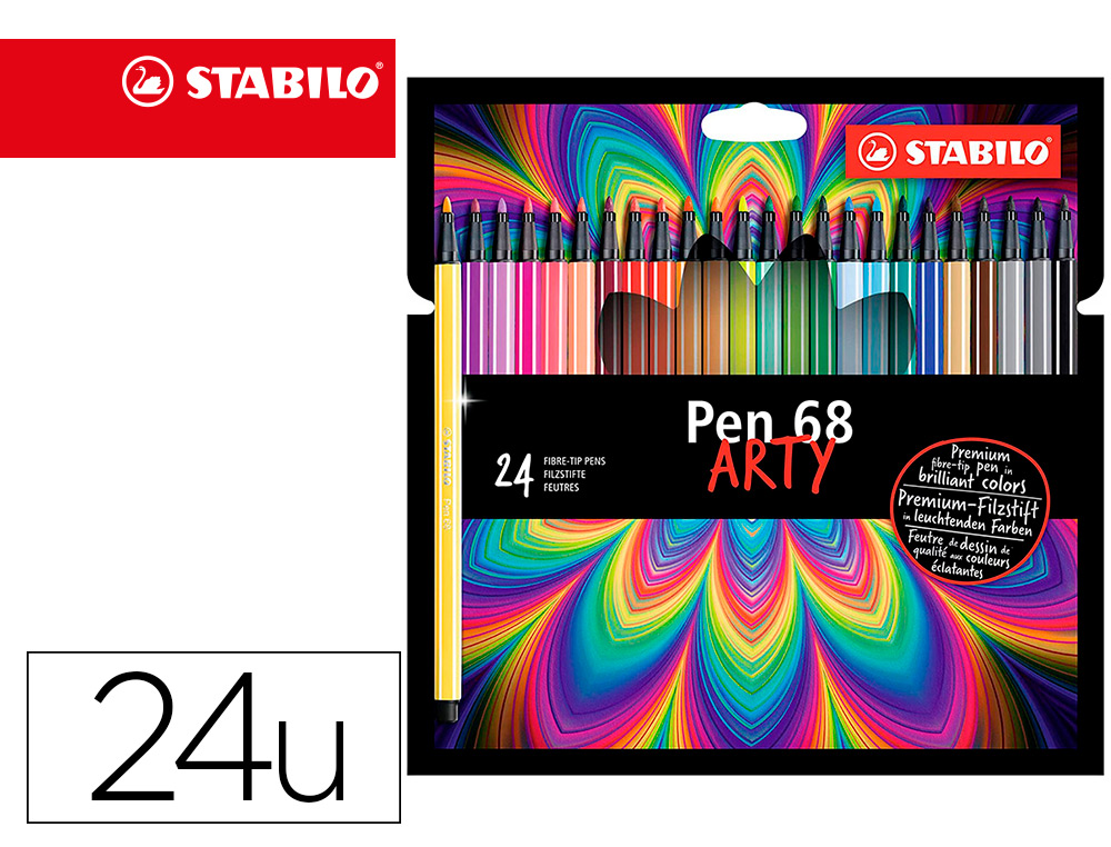 STABILO feutre de dessin Pen 68 brush, étui en carton de 24