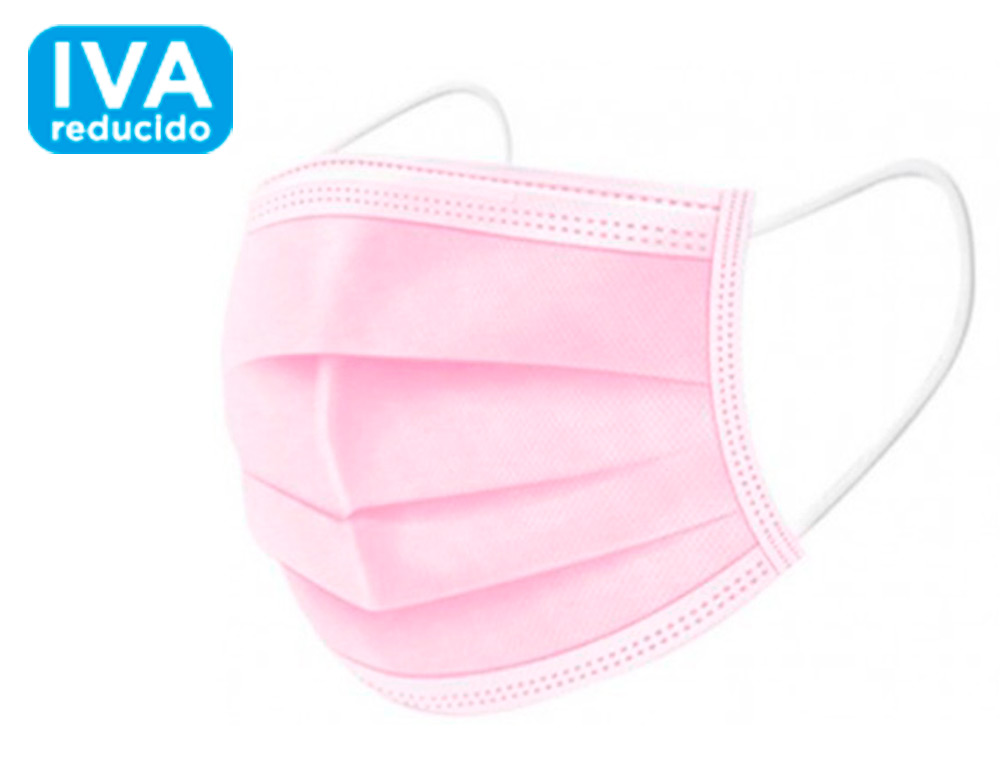 MASQUE CHIRURGICAL JETABLE 3 COUCHES FILTRATION 95%        FABRICATION UE COLORIS ROSE