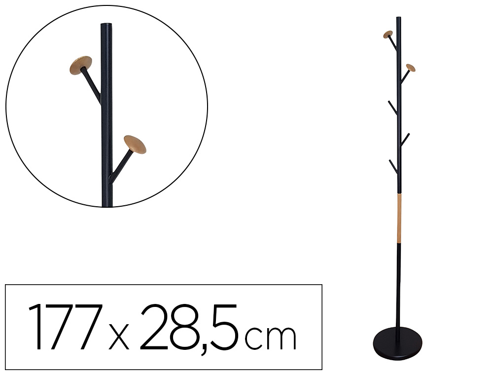 PORTE-MANTEAUX Q-CONNECT 5 PATERES METALLIQUE DETAILS EN BOIS HAUTEUR 177CM