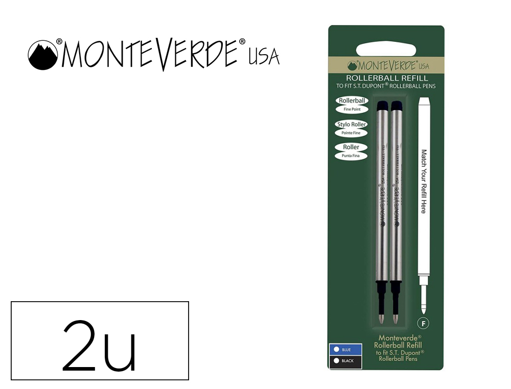 RECHARGE ROLLER MONTEVERDE CROSS F POINTE MOYENNE        COLORIS NOIR BLISTER 2 UNITES