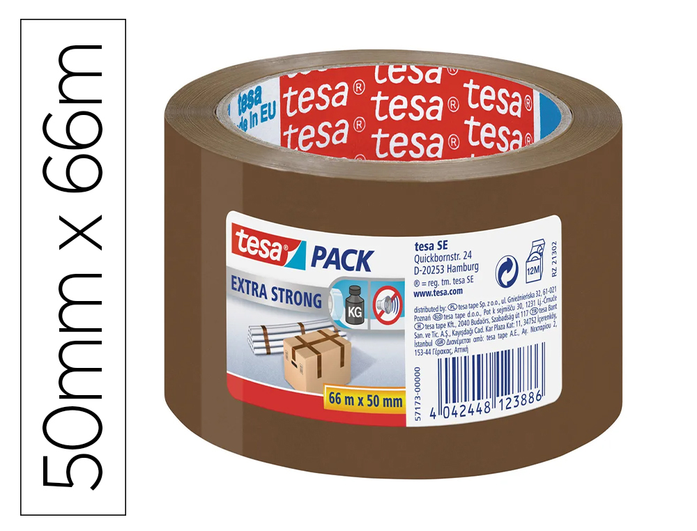 RUBAN ADHESIF TESA PVC SILENCIEUX EPAISSEUR 52       MICRONS JUSQU'A 25KG 50MMX66M COLORIS HAVANE LOT 3 ROULEAUX