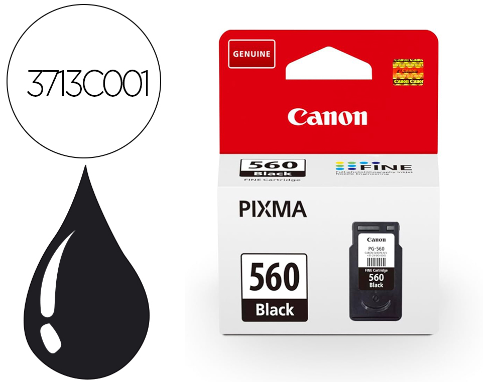 CARTOUCHE CANON PG-560 JET D'ENCRE POUR PIXMA TS5350 / TS5351 / TS5352 /  TS5353 NOIR 180 PAGES