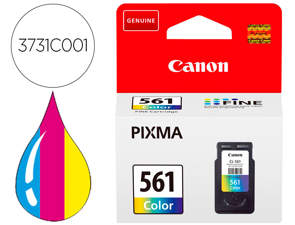 BC Informatique  CARTOUCHE CANON CLI 561 POUR PIXMA TS5350 / TS5351 /  TS5352 / TS5353 PACK 3 COULEURS JAUNE CYAN MAGENTA