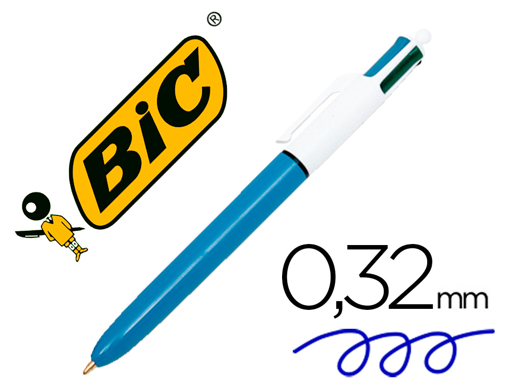 SECAM  STYLO-BILLE BIC 4 COULEURS RETRACTABLE RECHARGEABLE POINTE MOYENNE  ENCRE CLASSIQUE COULEURS STANDARD