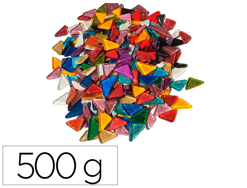 MOSAIQUE EN VERRE CULTURE CLUB FORME TRIANGLE POT 500GR COLORIS ASSORTIS PAILLETES