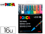MARQUEUR PEINTURE POSCA PC3M POINTE FINE CONIQUE ENCRE     INODORE COUVRANTE SET 16      UNITES ASSORTIES