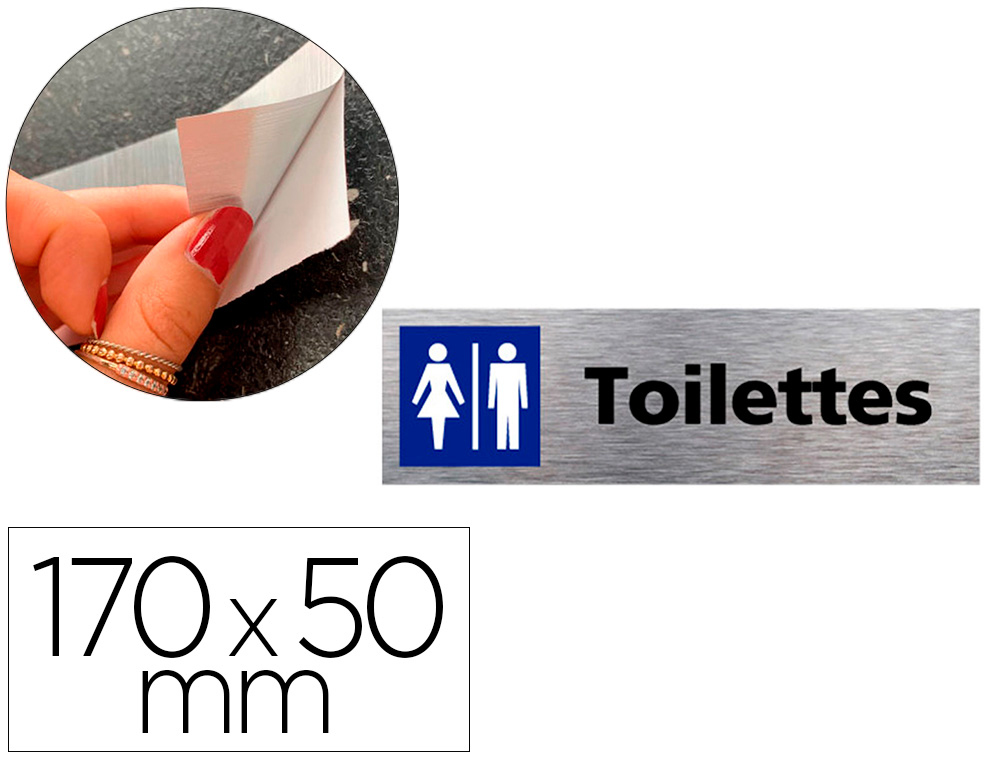 PLAQUE DE PORTE TOILETTES FEMMES/HOMMES SIGNALETIQUE    BIZ PICTOGRAMME ALUMINIUM     DOUBLE FACE AUTOCOLLANT DOS