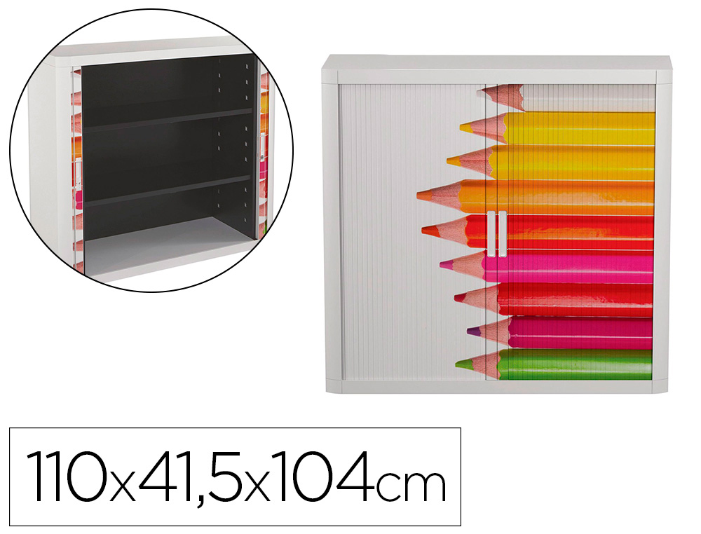 ARMOIRE A RIDEAUX PERSONNALISEE CRAYONS         PAPERFLOW METALLIQUE CORPS    POLYSTYRENE RESISTANT 2