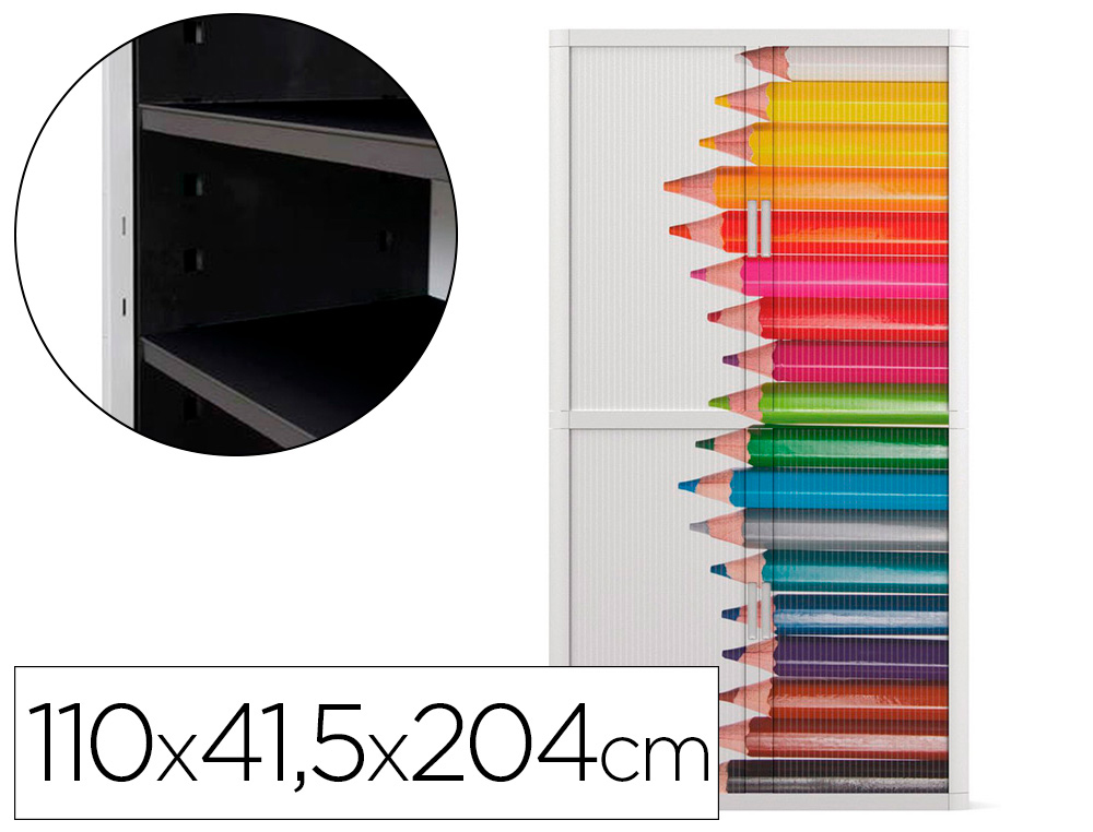 ARMOIRE A RIDEAUX PERSONNALISEE CRAYONS         PAPERFLOW METALLIQUE CORPS    POLYSTYRENE RESISTANT 4